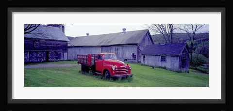 Framed Red Vintage Pickup Print