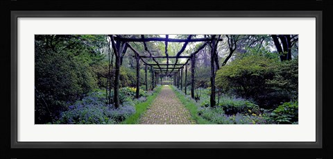 Framed Garden path, Old Westbury Gardens, Long Island Print