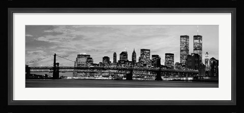 Framed Manhattan at Night BW Print