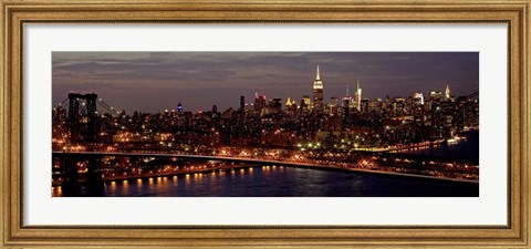 Framed Midtown Manhattan and Williamsburg Bridge 1 Print