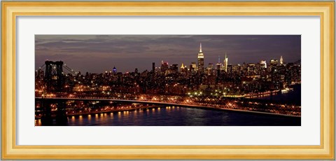 Framed Midtown Manhattan and Williamsburg Bridge 1 Print