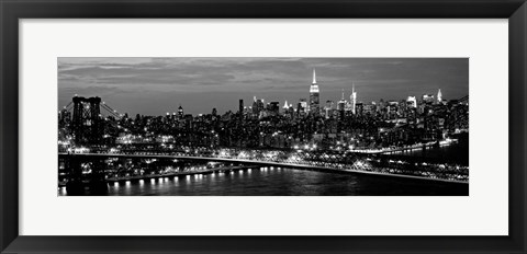 Framed Midtown Manhattan and Williamsburg Bridge 2 Print