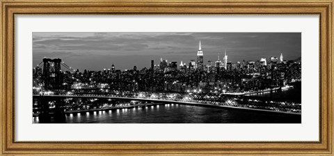 Framed Midtown Manhattan and Williamsburg Bridge 2 Print