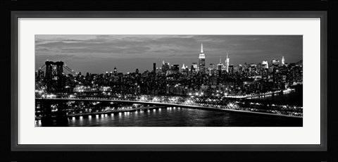 Framed Midtown Manhattan and Williamsburg Bridge 2 Print