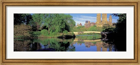 Framed Bow Bridge and Central Park West View, NYC Print