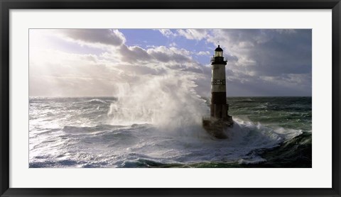 Framed Phare d' Ar-Men pres de l'ile de Sein Print