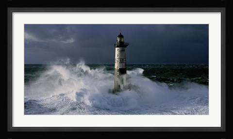 Framed Phare d' Ar-Men lors d' une Tempete Print