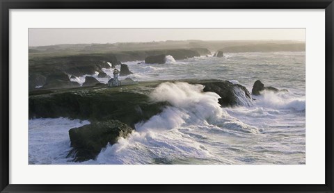 Framed Phare des Poulains lors d'une Tempete Print