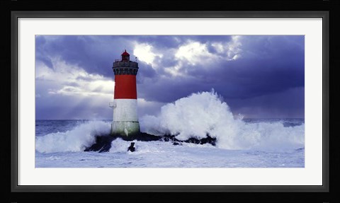 Framed Phare des Pierres-noires lors d'une Tempete Print