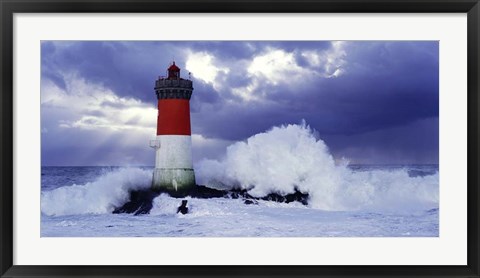 Framed Phare des Pierres-noires lors d'une Tempete Print