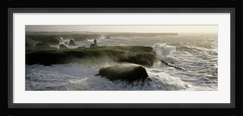 Framed Phare des Poulains lors d' une Tempete Print