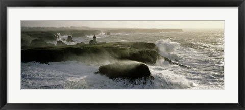Framed Phare des Poulains lors d' une Tempete Print