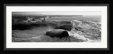 Framed Phare des Poulains lors d' une Tempete Print