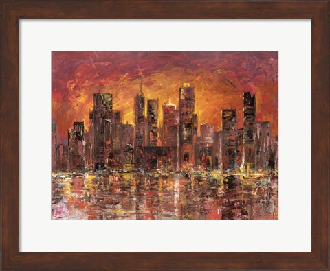 Framed Sunset in New York Print