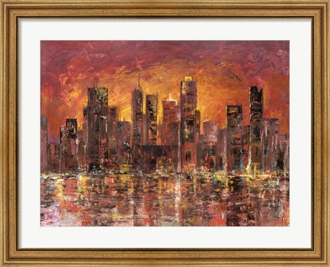 Framed Sunset in New York Print