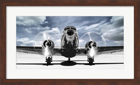 Framed Airplaine Taking Off in a Blue Sky Print