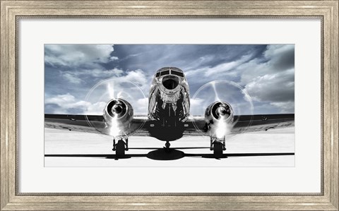 Framed Airplaine Taking Off in a Blue Sky Print