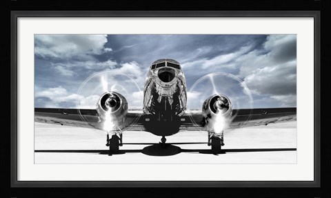 Framed Airplaine Taking Off in a Blue Sky Print