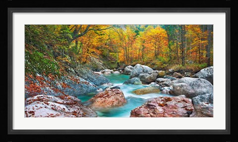 Framed Mountain Brook and Rocks, Carinthia, Austria Print