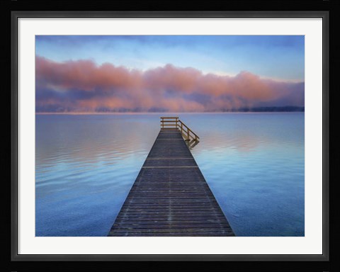Framed Boat Ramp and Fog Bench, Bavaria, Germany Print