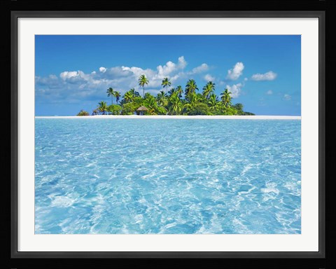 Framed Tropical Lagoon with Palm Island, Maldives Print