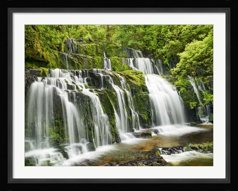 Framed Waterfall Purakaunui Falls, New Zealand Print