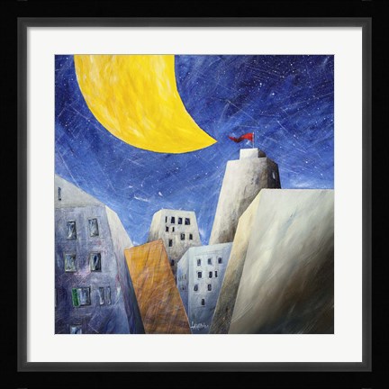 Framed Sotto una Grande Luna Gialla Print