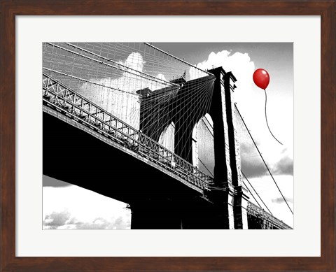 Framed Balloon over Brooklyn Bridge Print