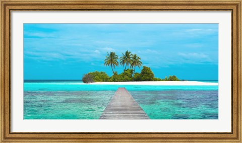 Framed Jetty and Maldivian island Print