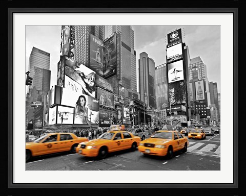 Framed Taxis in Times Square, NYC Print