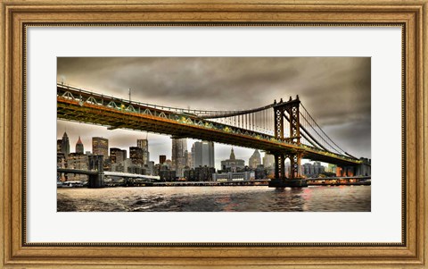 Framed Manhattan Bridge and New York City Skyline, NYC Print