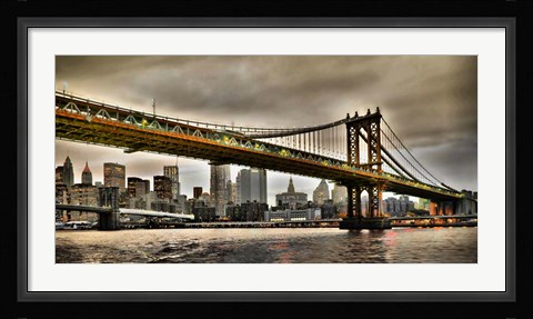 Framed Manhattan Bridge and New York City Skyline, NYC Print