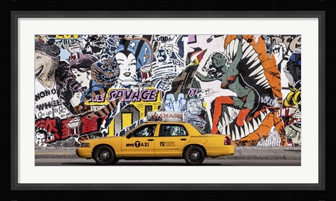 Framed Taxi and Mural Painting in Soho, NYC Print