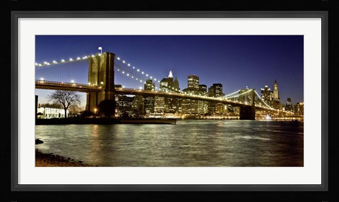 Framed Panoramic View of Lower Manhattan at dusk, NYC Print