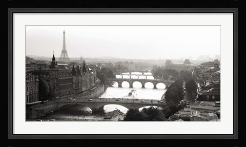 Framed Bridges over the Seine River, Paris Print