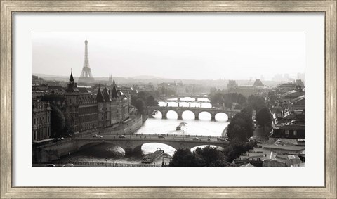 Framed Bridges over the Seine River, Paris Print