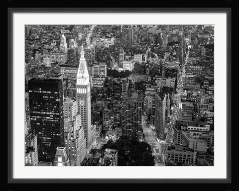Framed Aerial View of Manhattan, NYC Print