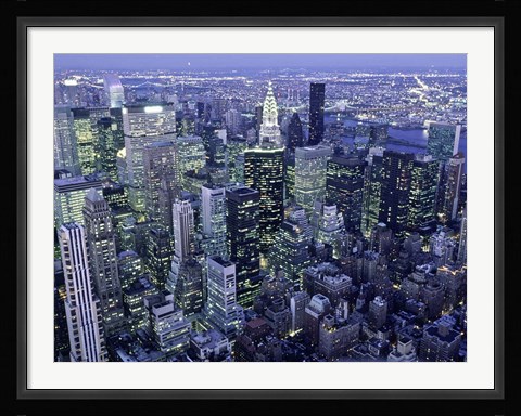 Framed Manhattan Skyline at dusk, NYC Print