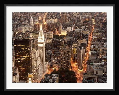 Framed Aerial View of Manhattan with Flatiron Building, NYC Print