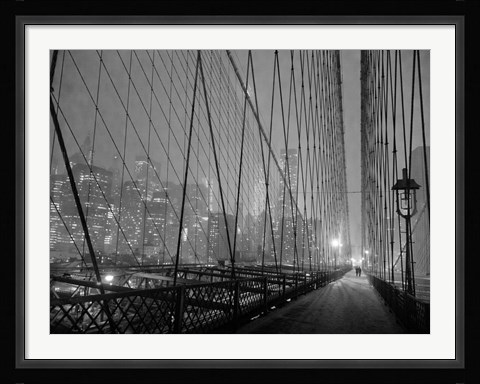 Framed On Brooklyn Bridge by Night, NYC Print