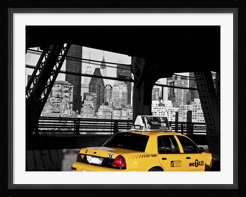 Framed Taxi on the Queensboro Bridge, NYC Print