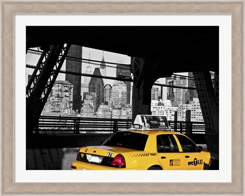 Framed Taxi on the Queensboro Bridge, NYC Print