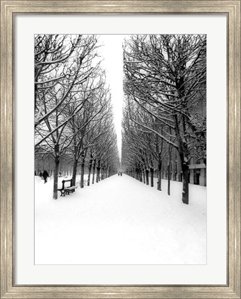 Framed Tuileries Garden under the Snow, Paris Print