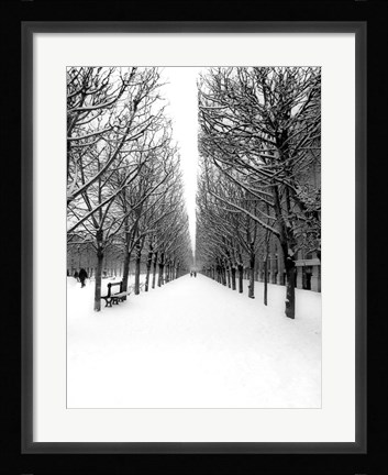 Framed Tuileries Garden under the Snow, Paris Print