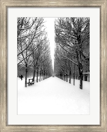 Framed Tuileries Garden under the Snow, Paris Print