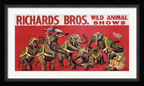 Framed Richards Bros. Wild Animal Shows, ca. 1925 Print