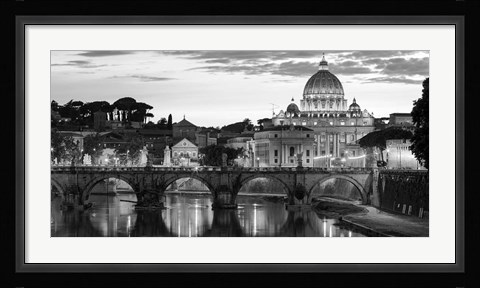 Framed Night View at St. Peter's Cathedral, Rome Print