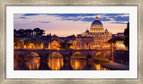 Framed Night View at St. Peter&#39;s cathedral, Rome Print