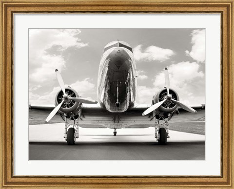Framed Vintage DC-3 in air field Print