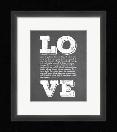 Framed Corinthians 13:4-8 Love is Patient - Chalkboard Print
